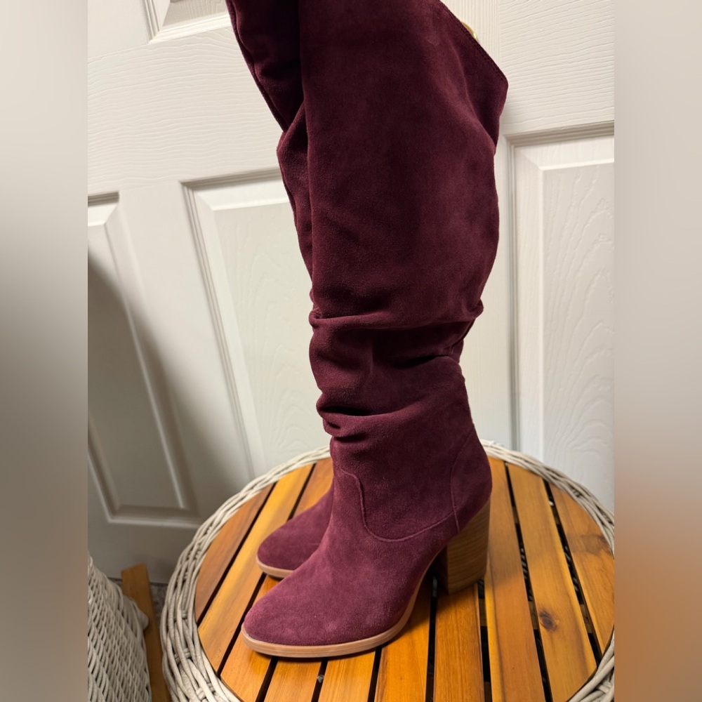 Nine West Abee Knee Wine Boots Suede 6.5 Western Cowgirl - Picture 6 of 8